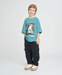 Joggeri cargo pentru copii, negri, cu buzunare, Button Blue