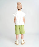 Pantaloni scurți pentru băiat, verzi, sub genunchi, cu talie elastică, Button Blue