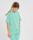 Tricou de bază pentru copii, verde, cu mânecă scurtă, Button Blue