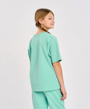 Tricou de bază pentru copii, verde, cu mânecă scurtă, Button Blue