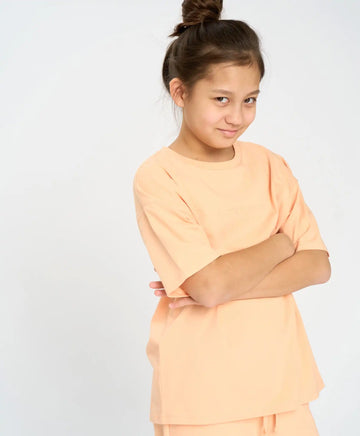 Tricou de bază pentru copii, portocaliu, cu mânecă scurtă, Button Blue