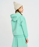 Hanorac de bază pentru copii cu glugă verde căptușit Button Blue