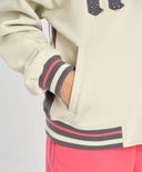 Bomber oversized cu nasturi pentru fete cu aplicație multicoloră Button Blue