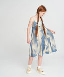 Sărafan cu bretele subțiri pentru fetiță, cu volan, multicolor Button Blue.