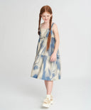 Sărafan cu bretele subțiri pentru fetiță, cu volan, multicolor Button Blue.