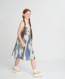 Sărafan cu bretele subțiri pentru fetiță, cu volan, multicolor Button Blue.