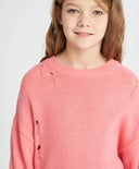 Джемпър за момиче коралов за МОМИЧЕ основен изглед