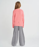 Pulover pentru fete corai cu efect de rupturi, oversized Button Blue