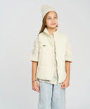 Vestă izolată pentru fată, albă, matlasată, Button Blue