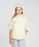 Vestă izolată pentru fată, albă, matlasată, Button Blue