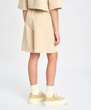 Bermude pentru fată, alb-lăptos, cu talie elastică și buzunare, Button Blue