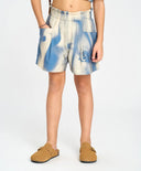 Pantaloni scurți evazați, cu imprimeu, pentru fată, cu talie elastică, multicolor, Button Blue