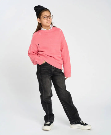 Blugi skinny pentru fată, gri, cu cusături laterale oblice, Button Blue