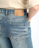 Blugi drepți pentru fată, albastru deschis, cu flori, Button Blue