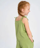 Top verde pentru fete cu șnururi și imprimeu Button Blue