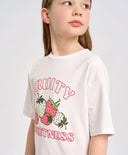 Тениска с къс ръкав бяла за МОМИЧЕ основен изглед