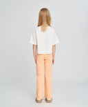 Crop-top tricou pentru fată, alb, cu mânecă scurtă și imprimeu, Button Blue