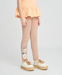 Colanți pentru fată, maro, cu talie elastică și imprimeu, Button Blue