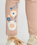 Colanți pentru fată, maro, cu talie elastică și imprimeu, Button Blue