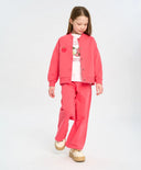 Bomber oversized pentru fete cu nasturi și imprimeu corai Button Blue