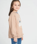 Hanorac pentru fete oversized bej cu imprimeu „Găște” Button Blue