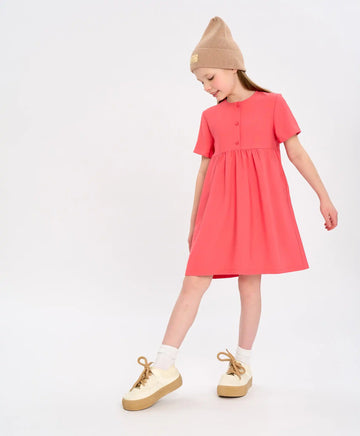 Rochie cu mâneci scurte pentru fete, corai, cu buzunare Button Blue