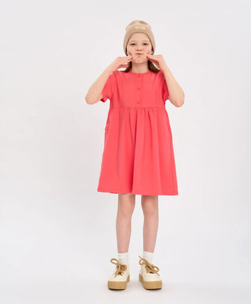 Rochie cu mâneci scurte pentru fete, corai, cu buzunare Button Blue