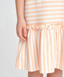 Sărafan pentru fete cu mâneci scurte, dungi și imprimeu multicolor Button Blue