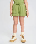 Pantaloni scurți pentru fată, verzi, ușori, cu talie elastică și imprimeu, Button Blue