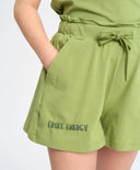 Pantaloni scurți pentru fată, verzi, ușori, cu talie elastică și imprimeu, Button Blue