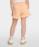 Pantaloni scurți pentru fată, portocalii, cu volane și imprimeu, Button Blue