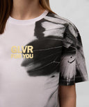 Tricou pentru fată, alb, cu imprimeu asimetric, Gulliver