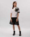 Tricou pentru fată, alb, cu imprimeu asimetric, Gulliver