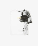 Tricou pentru fată, alb, cu imprimeu asimetric, Gulliver