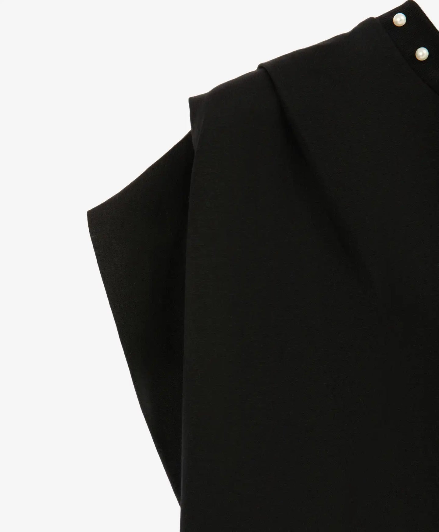 Tricou cu mânecă lungă din interlock mercerizat cu mărgele perlate, negru, Gulliver