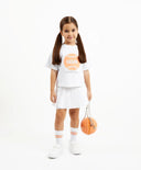 Tricou pentru fetiță, oversize cu decor embosat, alb Gulliver.