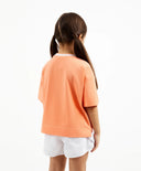 Tricou pentru fetiță oversize cu decor embosat, corai Gulliver.