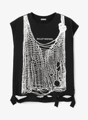 Top din tricot cu efect „destroy”, negru, Gulliver.