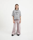Tricou oversize cu mânecă scurtă și print pentru fată, alb, Gulliver.