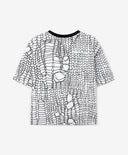 Tricou oversize cu mânecă scurtă și print pentru fată, alb, Gulliver.