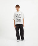 Tricou cu mânecă scurtă pentru băiat, croială liberă cu decor original din fonturi, alb, Gulliver.