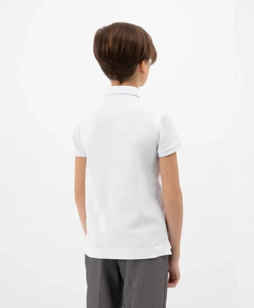 Polo cu mânecă scurtă din pique, alb, pentru băiat, Gulliver