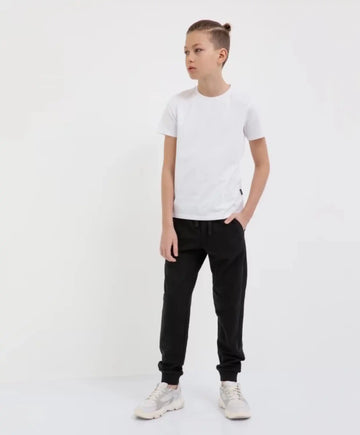 Pantaloni tricot, cu curea și manșete, negri, Gulliver