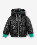 Черно яке бомбър, изработено от шушляк с модерен мокър блясък от Gulliver