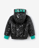 Черно яке бомбър, изработено от шушляк с модерен мокър блясък от Gulliver