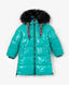 Palton de iarnă din material de ploaie lucios, cu fermoar lateral, turcoaz, Gulliver