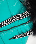 Palton de iarnă din material de ploaie lucios, cu fermoar lateral, turcoaz, Gulliver