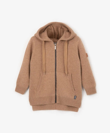 Cardigan tricotat cu glugă, maro, Gulliver