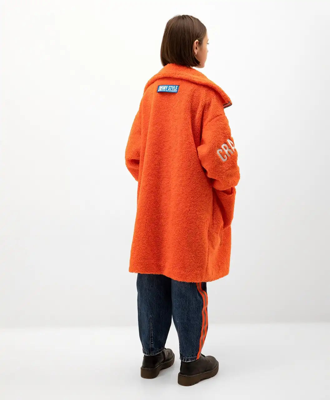 Palton din piele ecologică, portocaliu Gulliver