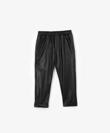 Pantaloni din piele ecologică, negri, Gulliver